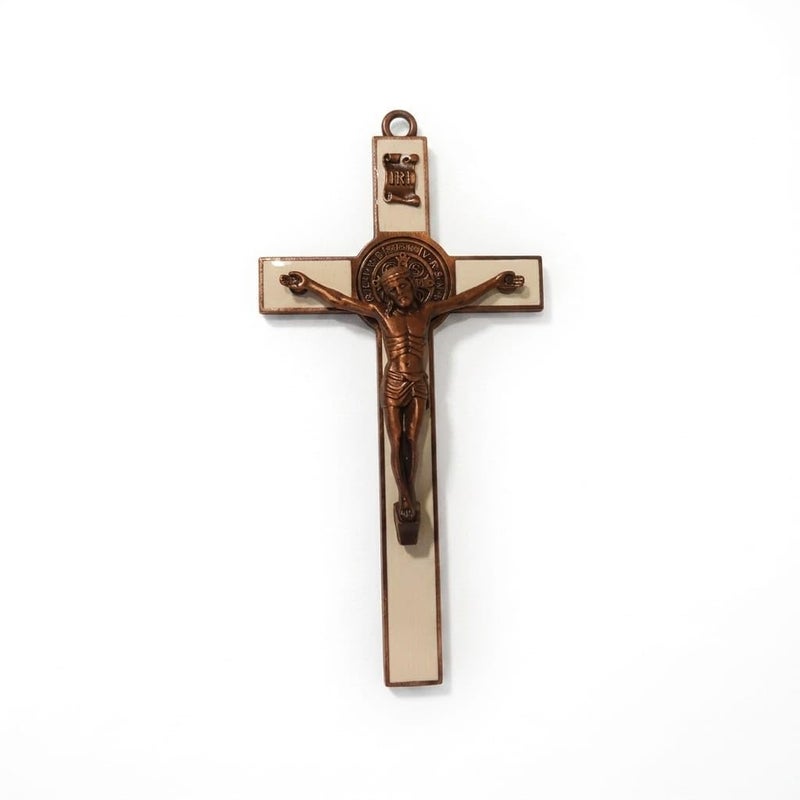 Jesus Statue Hanging Cross, Copper and Ivory