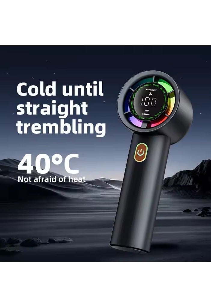 BlueFire - Handheld Mini USB Fan – 100-Speed Adjustable Turbo Cooling Fan with 3000mAh Battery, Foldable Design, 5-Speed Digital Display, Brushless Motor, Portable Personal Fan for Travel, Camping, Office, and Hotel Use - Image 1