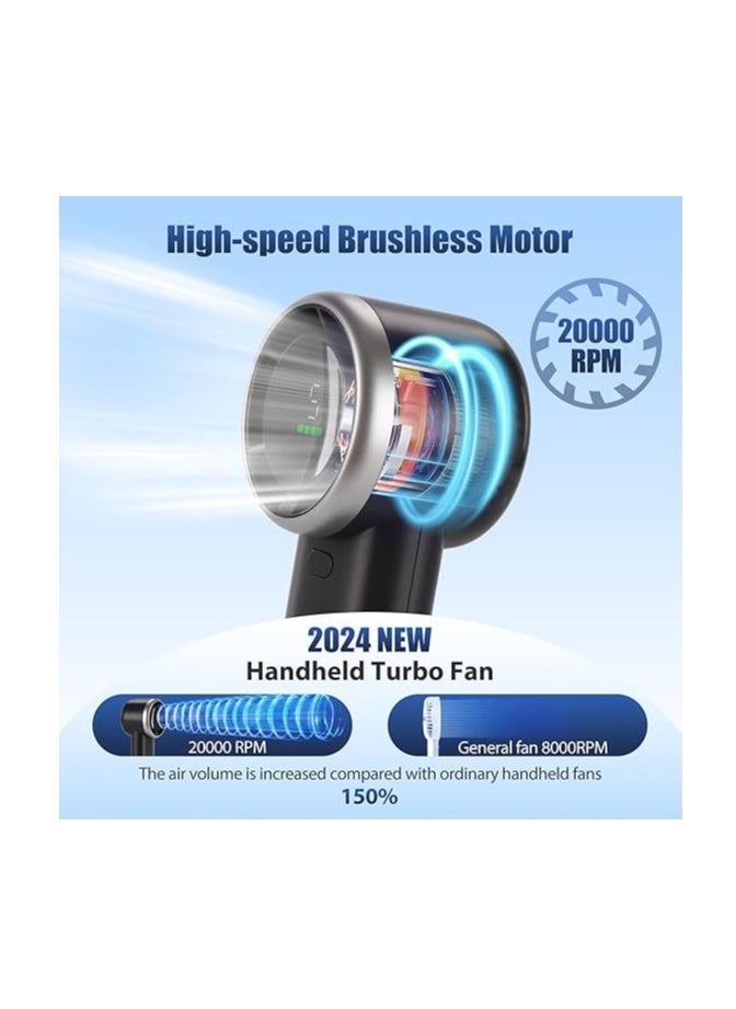 BlueFire - Handheld Mini USB Fan – 100-Speed Adjustable Turbo Cooling Fan with 3000mAh Battery, Foldable Design, 5-Speed Digital Display, Brushless Motor, Portable Personal Fan for Travel, Camping, Office, and Hotel Use - Image 1