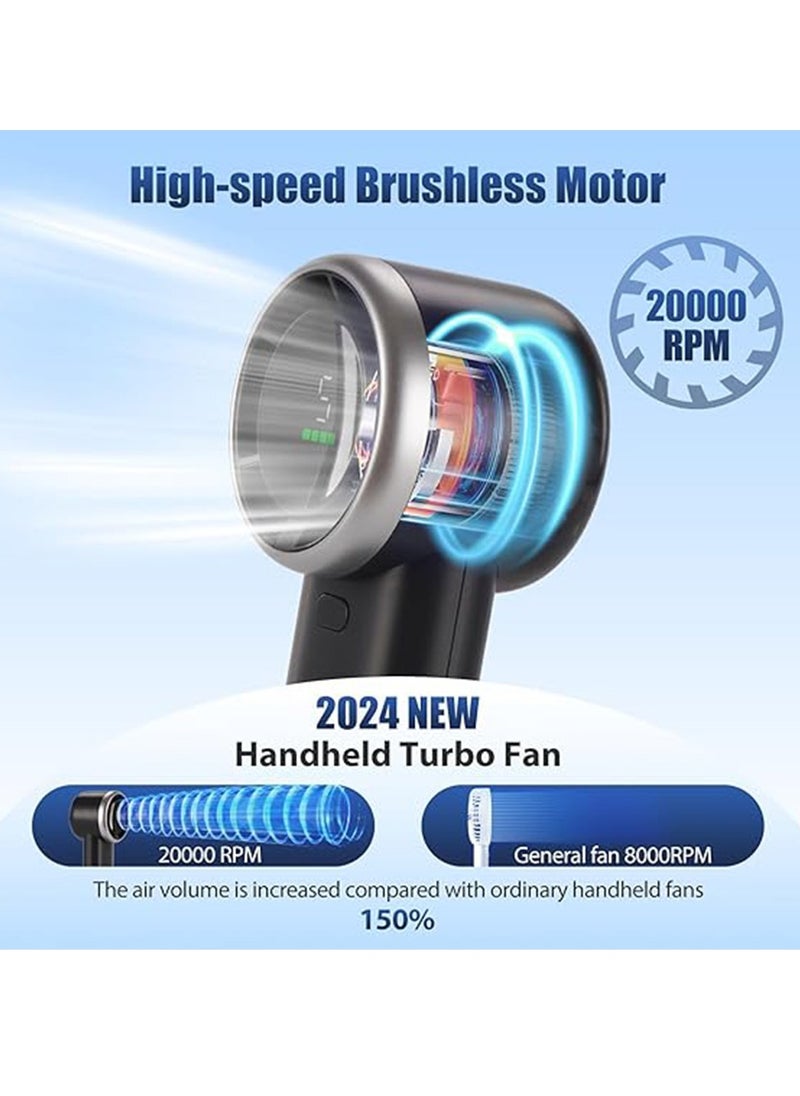 BlueFire - Handheld Mini USB Fan – 100-Speed Adjustable Turbo Cooling Fan with 3000mAh Battery, Foldable Design, 5-Speed Digital Display, Brushless Motor, Portable Personal Fan for Travel, Camping, Office, and Hotel Use - Image 1