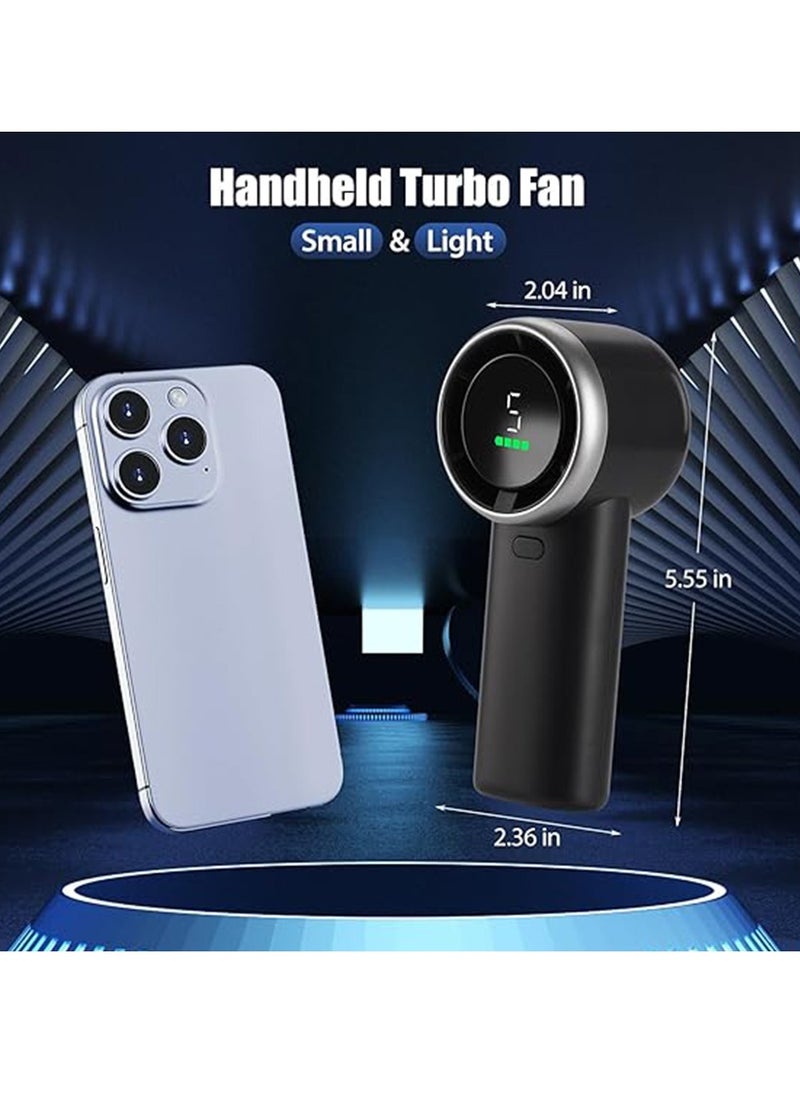 BlueFire - Handheld Mini USB Fan – 100-Speed Adjustable Turbo Cooling Fan with 3000mAh Battery, Foldable Design, 5-Speed Digital Display, Brushless Motor, Portable Personal Fan for Travel, Camping, Office, and Hotel Use - Image 1