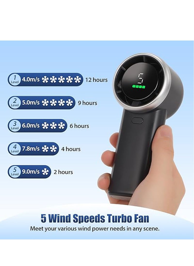 BlueFire - Handheld Mini USB Fan – 100-Speed Adjustable Turbo Cooling Fan with 3000mAh Battery, Foldable Design, 5-Speed Digital Display, Brushless Motor, Portable Personal Fan for Travel, Camping, Office, and Hotel Use - Image 1