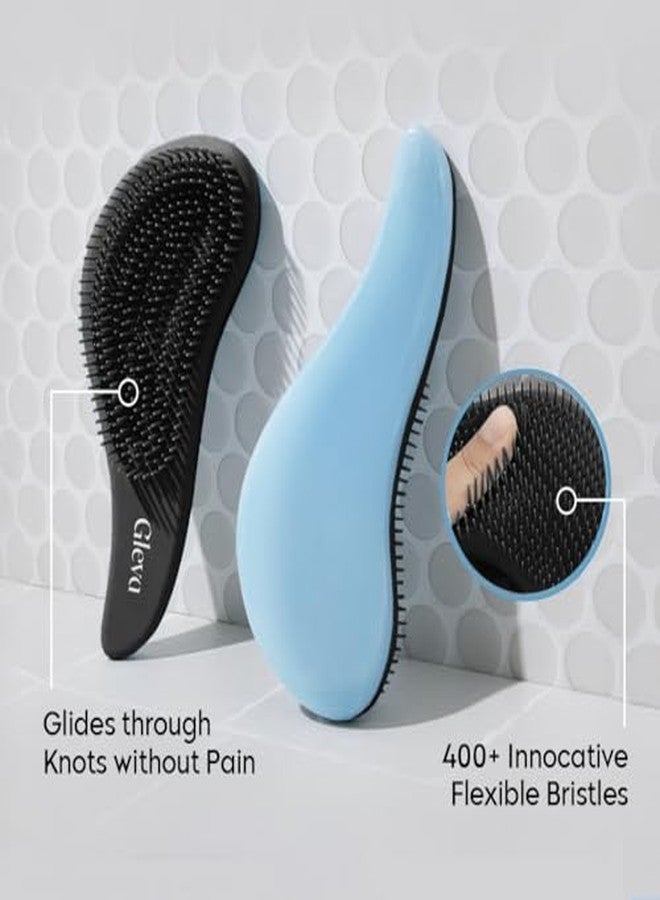 Gleva Detangler Hair Brush for Curly, Wavy & Straight Hairs, Curved Handle with Flexible Long Detangling Bristles, Anti-Frizz Technology, Removes Knots, Hair Styling & Scalp Care Tool For Men & Women - Image 5