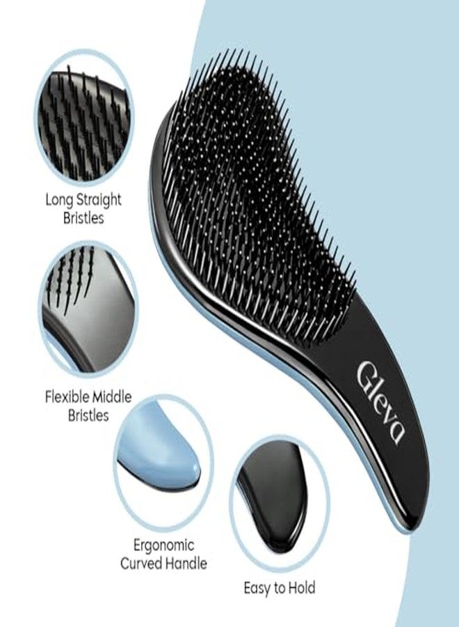 Gleva Detangler Hair Brush for Curly, Wavy & Straight Hairs, Curved Handle with Flexible Long Detangling Bristles, Anti-Frizz Technology, Removes Knots, Hair Styling & Scalp Care Tool For Men & Women - Image 4