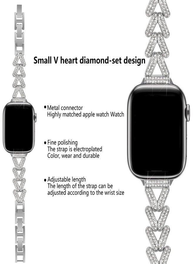 WNHTFAC Bling Wristband Compatible with Apple Watch Series 8 41mm, Diamond Stainless Steel Replacement Strap Metal Wrist Bangle Compatible with iWatch 38mm 40mm 41mm 42mm Series SE 11 10 9 8 7 6 5 4 3 2 1 - Image 4