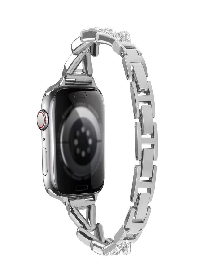 WNHTFAC Bling Wristband Compatible with Apple Watch Series 8 41mm, Diamond Stainless Steel Replacement Strap Metal Wrist Bangle Compatible with iWatch 38mm 40mm 41mm 42mm Series SE 11 10 9 8 7 6 5 4 3 2 1 - Image 3