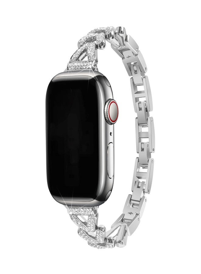 WNHTFAC Bling Wristband Compatible with Apple Watch Series 8 41mm, Diamond Stainless Steel Replacement Strap Metal Wrist Bangle Compatible with iWatch 38mm 40mm 41mm 42mm Series SE 11 10 9 8 7 6 5 4 3 2 1 - Image 2