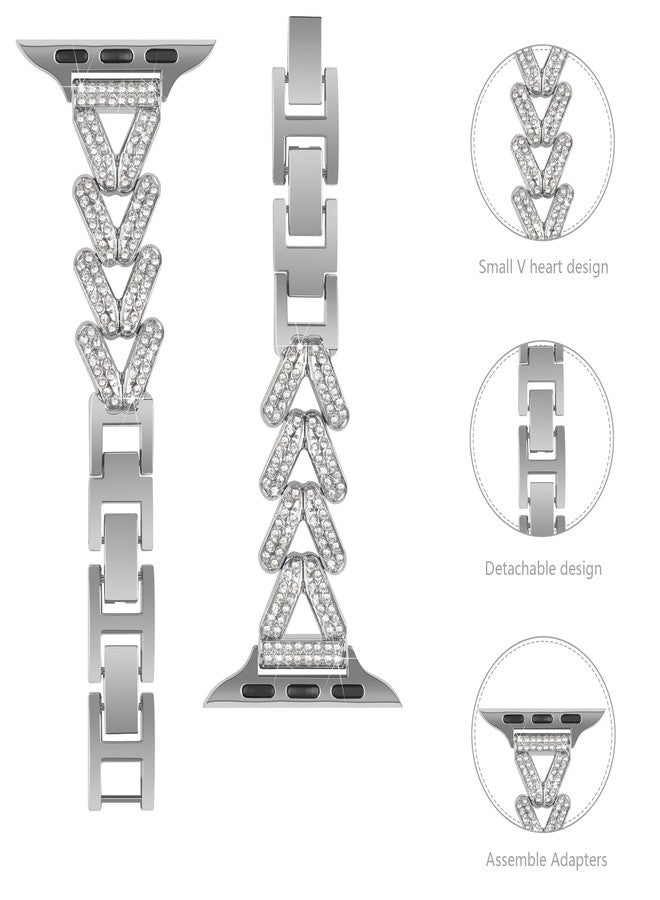 WNHTFAC Bling Wristband Compatible with Apple Watch Series 8 41mm, Diamond Stainless Steel Replacement Strap Metal Wrist Bangle Compatible with iWatch 38mm 40mm 41mm 42mm Series SE 11 10 9 8 7 6 5 4 3 2 1 - Image 5
