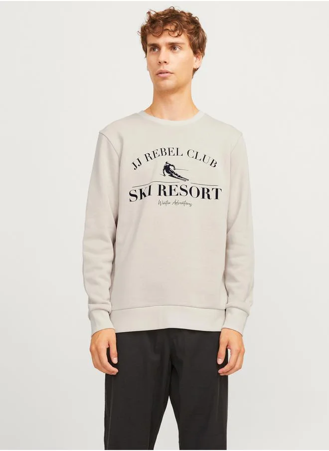 JJ Rebel by Jack & Jones Front Graphic Print Crew Neck Sweatshirt