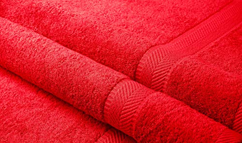 byLora BY LORA Natural Water Absorbent Bath Sheet Towel Set – Oversized, Soft, Eco-Friendly Terry Cotton Towels for Home and Spa - Red - 2-Pieces - Image 2