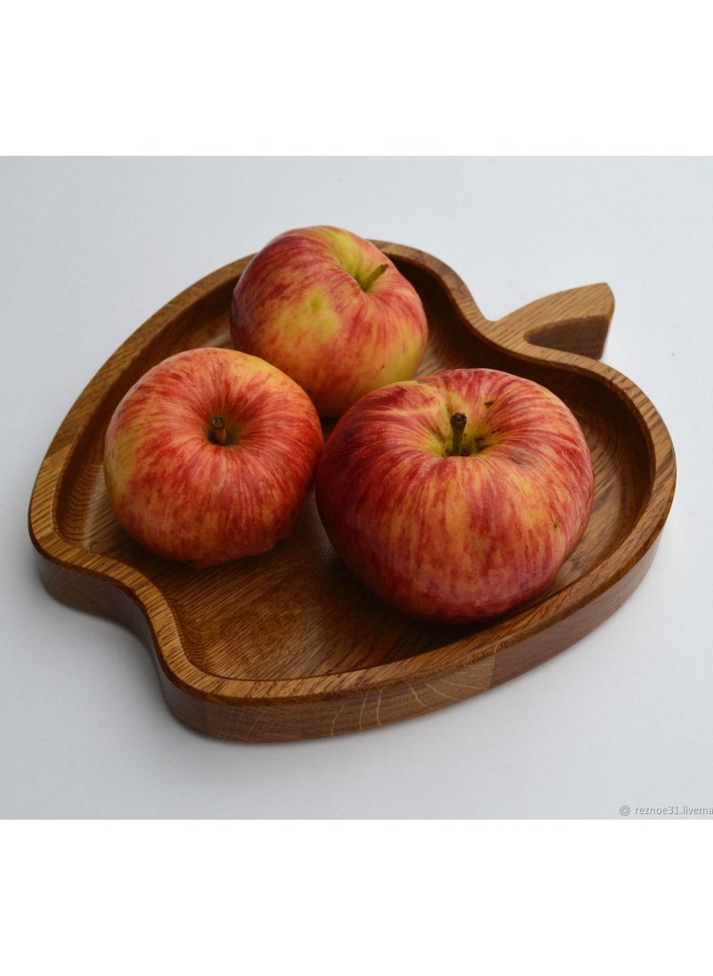 Egypt Antiques A children's food or snack dish in the form of an apple + a wooden spoon. Handmade, 100% natural colors, treated with olive oil  - Image 1