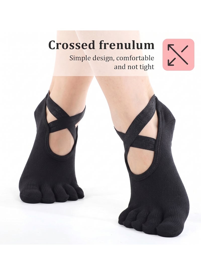 RADIANCES 2 Pairs of Yoga Socks for Women with Grips, Non-slip Sticky Pilates Sock with Toes Separated for Women, Ballet, Dance, Barefoot (Multi-colored) - Image 4