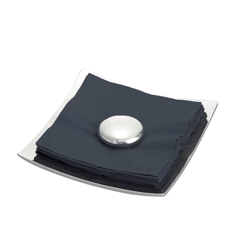 Nambe nambe Stone Napkin Holder for Kitchen Countertops  Use for Indoor and Outdoor Dining  Table Top Luncheon Napkin Tray for Parties Weddings and Events  Made of Metal Alloy  8 x 8 inches 