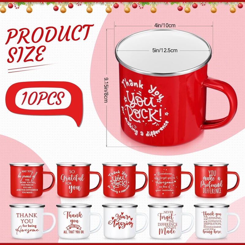 Norme 10 Pcs Thank You Gifts Mugs Employee Appreciation Gifts Bulk for Women Men 12 oz Enamel Coffee Mugs Graduation Inspirational for Staff Social Workers Coworker Teacher NurseBright ColorClassic - Image 2