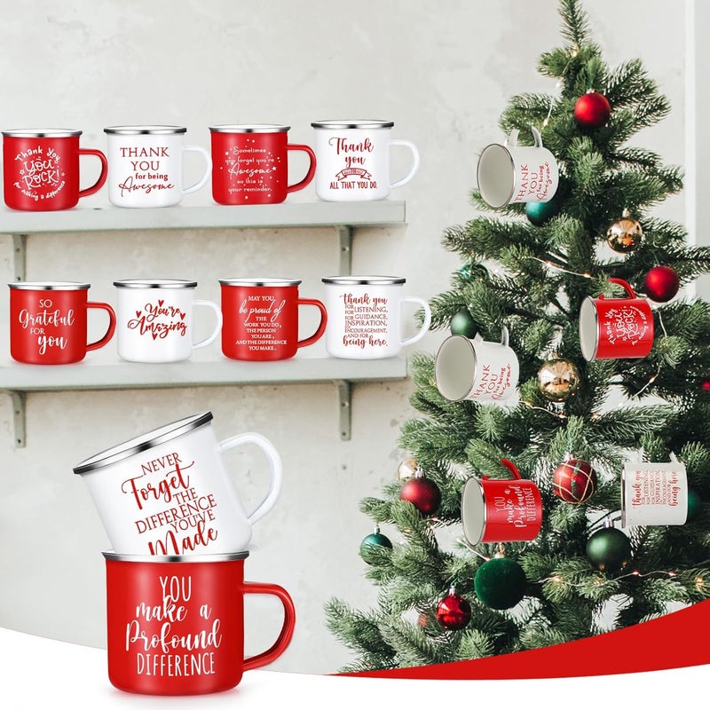 Norme 10 Pcs Thank You Gifts Mugs Employee Appreciation Gifts Bulk for Women Men 12 oz Enamel Coffee Mugs Graduation Inspirational for Staff Social Workers Coworker Teacher NurseBright ColorClassic - Image 4