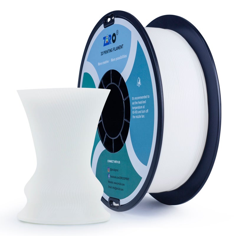 ZIRO PETG 3D Printer Filament 1.75mm Diameter 1kg Spool Low Warping No Odor White - Image 3