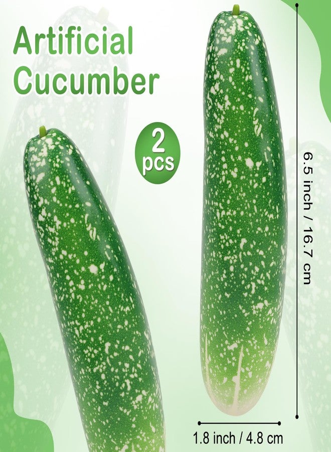 Meiwlong 2 PCS Artificial Lifelike Green Cucumber Fake Realistic Plastic Vegetable Decoration Home Kitchen Faux Props Ornament Party Festival - Image 2