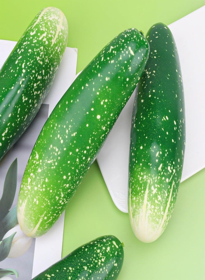 Meiwlong 2 PCS Artificial Lifelike Green Cucumber Fake Realistic Plastic Vegetable Decoration Home Kitchen Faux Props Ornament Party Festival - Image 5