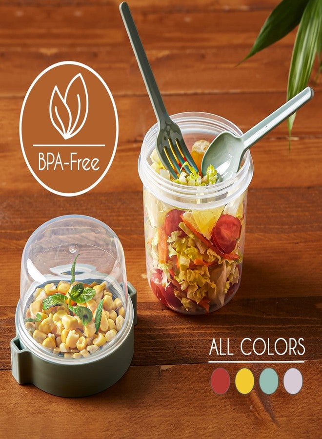 Crystalia 4 Pack 22 oz On The Go Yogurt Parfait Cups with Lids & Spoon, Large Breakfast Plastic Bowls with Topping Cereal Oatmeal Salad or Fruit Container for Snack Box - Image 2