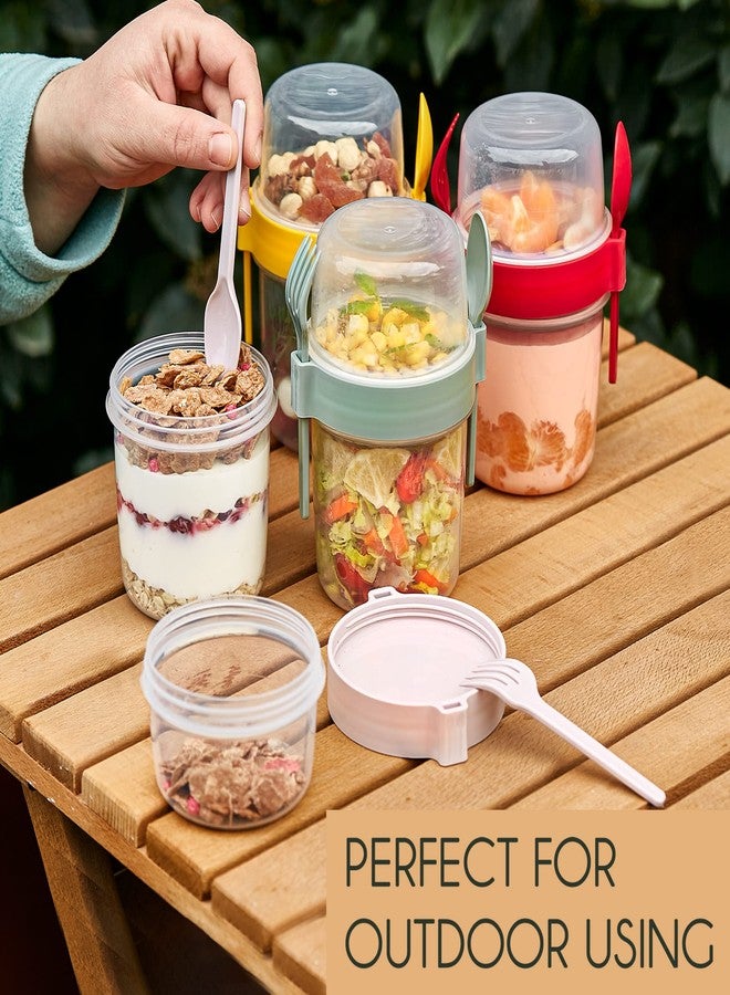 Crystalia 4 Pack 22 oz On The Go Yogurt Parfait Cups with Lids & Spoon, Large Breakfast Plastic Bowls with Topping Cereal Oatmeal Salad or Fruit Container for Snack Box - Image 5