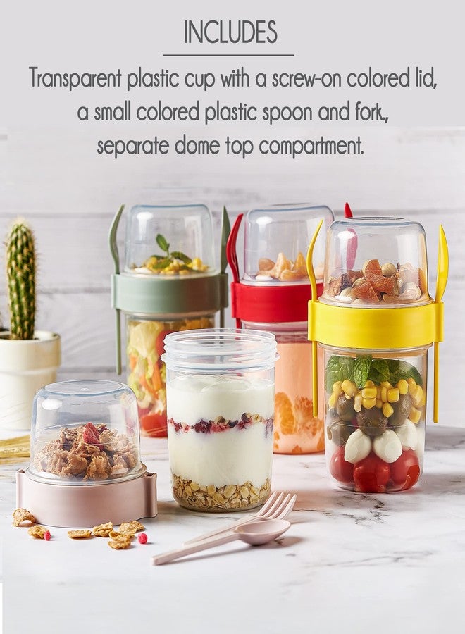 Crystalia 4 Pack 22 oz On The Go Yogurt Parfait Cups with Lids & Spoon, Large Breakfast Plastic Bowls with Topping Cereal Oatmeal Salad or Fruit Container for Snack Box - Image 3