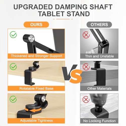 Houele Tablet Stand Holder, Adjustable Foldable Tablet Arm iPad Desk Mount with 360°Rotate Base, Phone Holder iPad Stand for Desk and Bed, Compatible with Tablets, Phones or Other 4-15.6" Device - Image 4