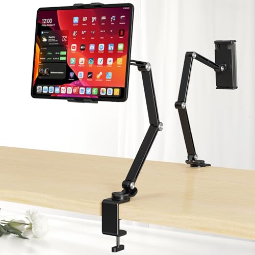 Houele Tablet Stand Holder, Adjustable Foldable Tablet Arm iPad Desk Mount with 360°Rotate Base, Phone Holder iPad Stand for Desk and Bed, Compatible with Tablets, Phones or Other 4-15.6" Device - Image 1