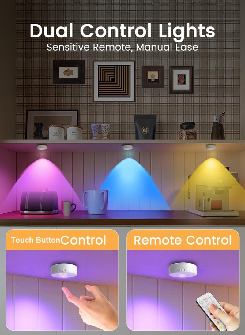 صحرمارت مصباح ليد قابل لإعادة الشحن بمنفذ USB مع جهاز تحكم عن بعد، إضاءة خزانة دائرية، 3 درجات حرارة للألوان + الفضاء اللوني RGB، مصباح كشاف ليد قابل للتعتيم، علبة عرض لاسلكية بإضاءة ليد مع مؤقت - Image 5