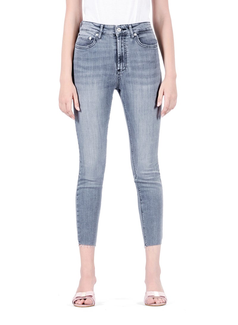 Web Denim Web Denim Women's Mid Rise Skinny Jeans - Cut Hem Stretchable Denim Pants  - Image 2