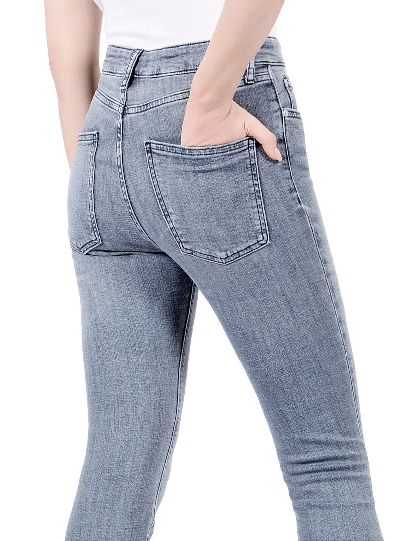 Web Denim Web Denim Women's Mid Rise Skinny Jeans - Cut Hem Stretchable Denim Pants  - Image 4