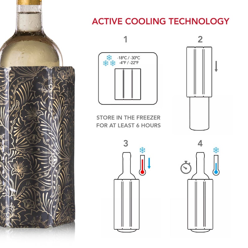 Vacu Vin Active Cooler Wine Chiller - Reusable, Flexible Wine Bottle Cooler - Royal Gold - Wine Cooler Sleeve For Standard Size Bottles - Insulated Wine Bottle Chiller to Keep Wine Cold - Image 3