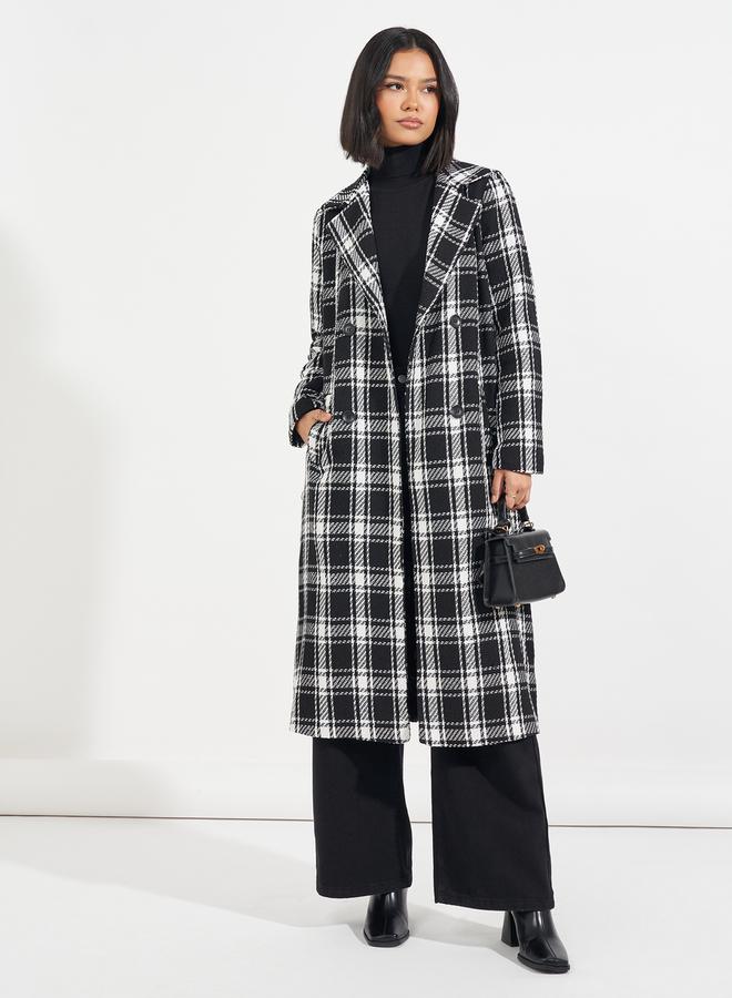 Styli Regular Fit Midi Double Breasted Tweed Coat - Image 2