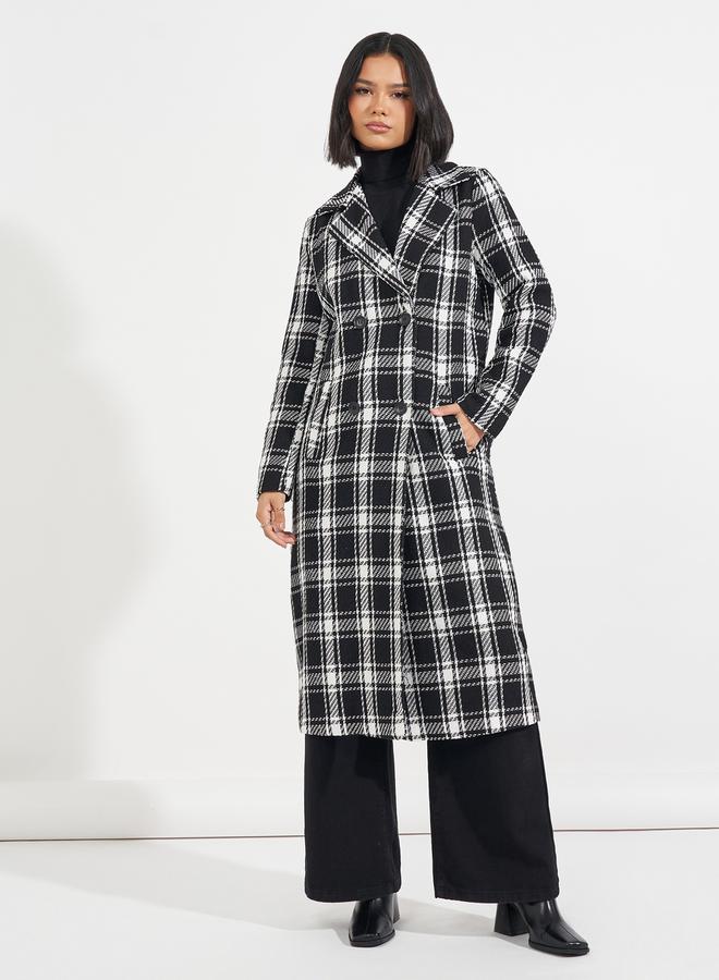 Styli Regular Fit Midi Double Breasted Tweed Coat - Image 1