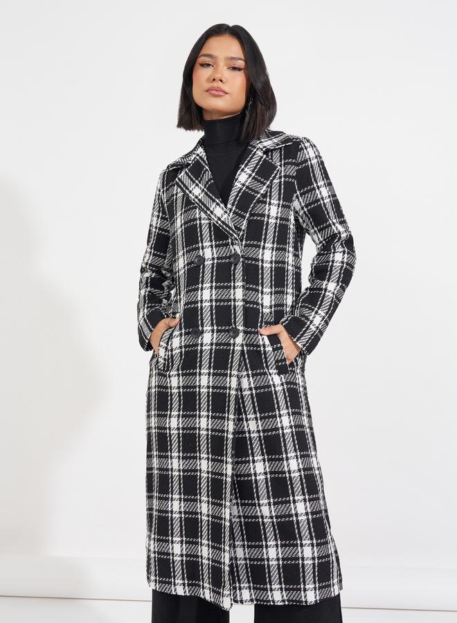 Styli Regular Fit Midi Double Breasted Tweed Coat - Image 3
