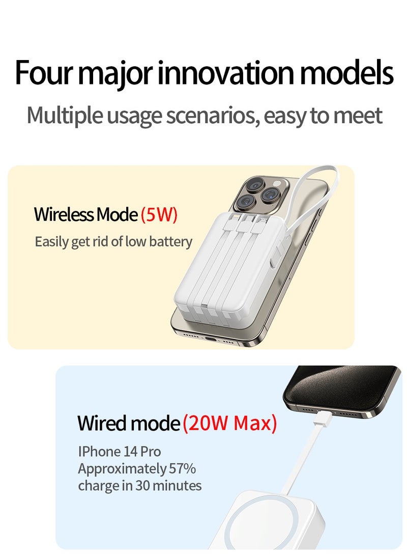VIWTEC Magnetic Power Bank 10000mAh [3-in-1 Built-in Cables] - Wireless Fast Charging Battery Pack for iPhone16/15/14/13/12, Airplane Safe Portable Charger - Image 4