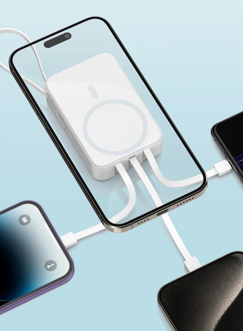 VIWTEC Magnetic Power Bank 10000mAh [3-in-1 Built-in Cables] - Wireless Fast Charging Battery Pack for iPhone16/15/14/13/12, Airplane Safe Portable Charger - Image 3