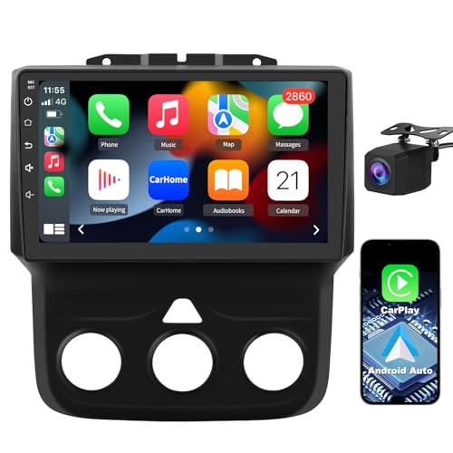 Votheon Radio Upgrade for Dodge RAM 1500 2500 3500 2013 2014 2015 2016 2017 2018,Android 13 2GB+64GB for Ram Pickup with CarPlay Android Auto WiFi,SWC,FM,AM,Backup Camera(Only fit Manual AC) - Image 1