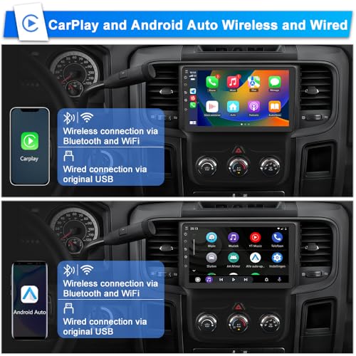 Votheon Radio Upgrade for Dodge RAM 1500 2500 3500 2013 2014 2015 2016 2017 2018,Android 13 2GB+64GB for Ram Pickup with CarPlay Android Auto WiFi,SWC,FM,AM,Backup Camera(Only fit Manual AC) - Image 3