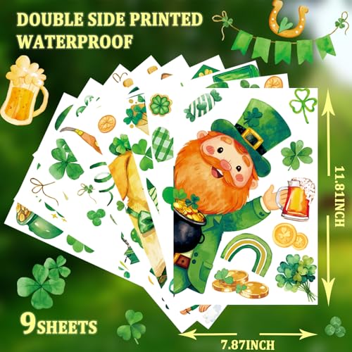 FCZon Star 90PCS St Patricks Day Window Clings,Reusable St Patricks Day Decorations,Double Sided Green Shamrock Window Clings,Irish Static Saint Patrick's Stickers for Glass,St Patrick’s Day Decor(9 Sheets) - Image 2