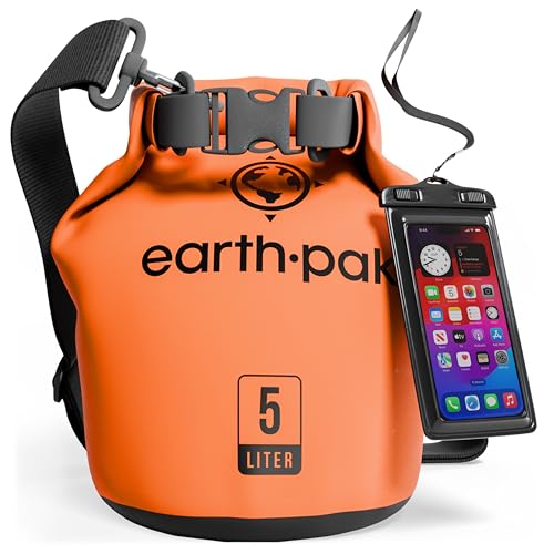 Earth Pak حقيبة إيرث باك المقاومة للماء - حقيبة ظهر مقاومة للماء مع غطاء قابل لللف تحافظ على المعدات جافة لركوب الكاياك مع حقيبة هاتف مقاومة للماء - Image 1