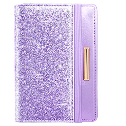 Coco Rossi Passport Holder Cover,Traveling Passport Case Glitter Cute Passport Wallet for Women Purple - Image 1