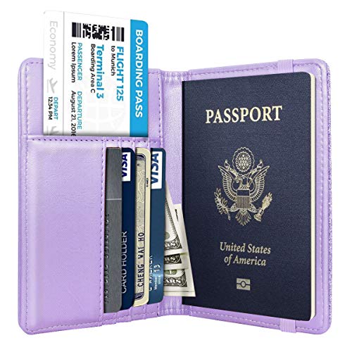 Coco Rossi Passport Holder Cover,Traveling Passport Case Glitter Cute Passport Wallet for Women Purple - Image 3