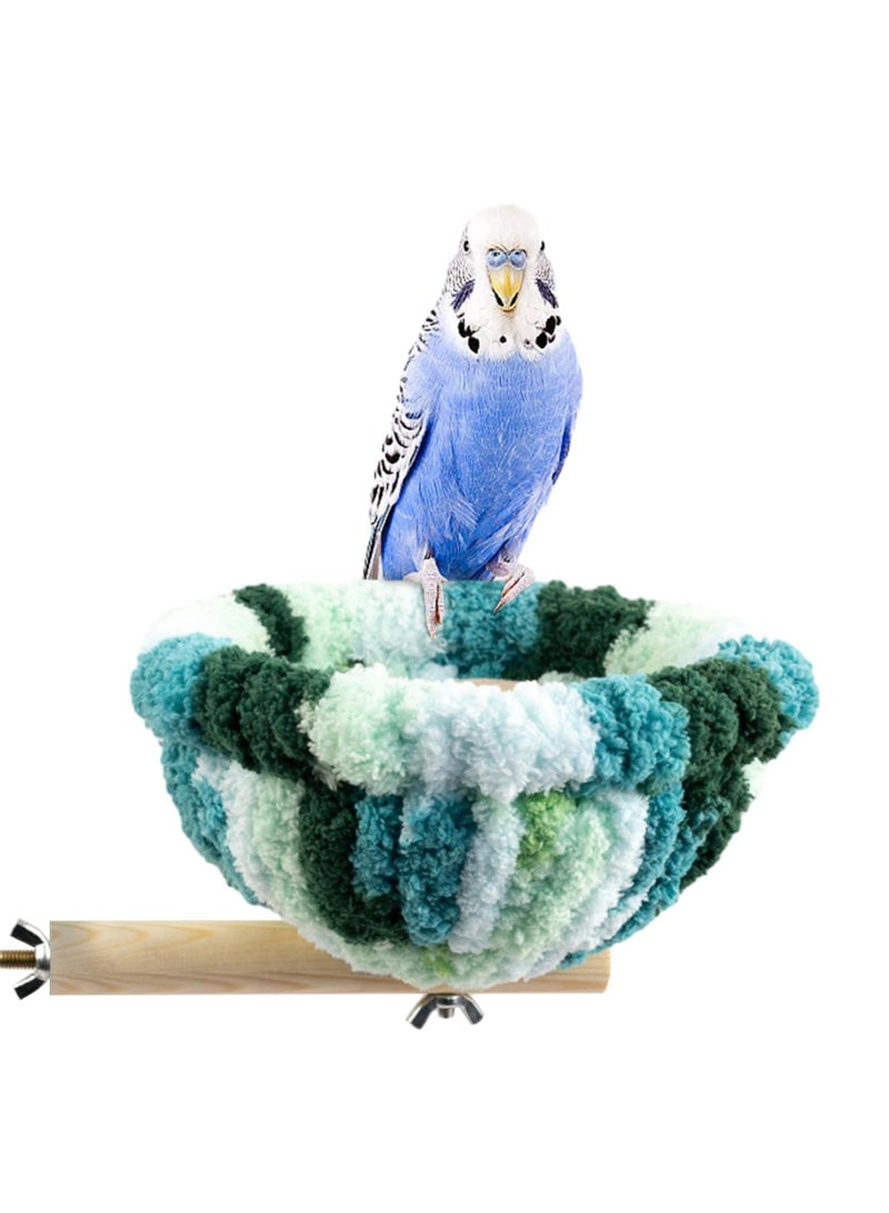 Bird Nest Winter Warm Hanging Hammock House Bed, Plush Fluffy Bird Hut, Parrot Snuggle Perches Bird Toy for Parakeet Budgie Cockatiel Lovebird Hamster Cockatoo Conure Cage Accessories (Blue) - Image 1