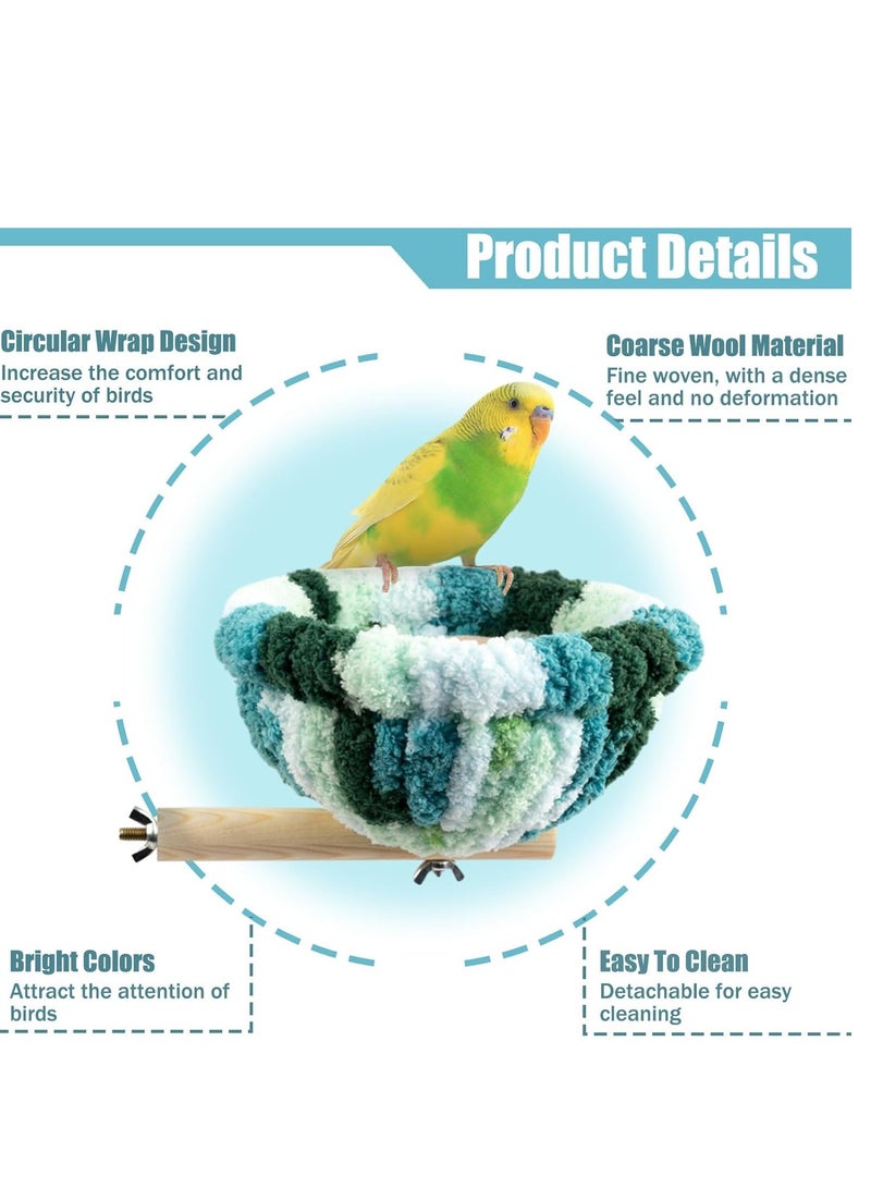 Bird Nest Winter Warm Hanging Hammock House Bed, Plush Fluffy Bird Hut, Parrot Snuggle Perches Bird Toy for Parakeet Budgie Cockatiel Lovebird Hamster Cockatoo Conure Cage Accessories (Blue) - Image 4