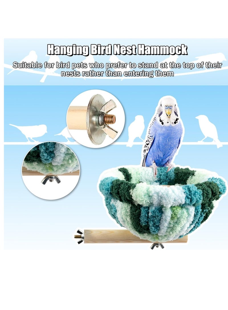 Bird Nest Winter Warm Hanging Hammock House Bed, Plush Fluffy Bird Hut, Parrot Snuggle Perches Bird Toy for Parakeet Budgie Cockatiel Lovebird Hamster Cockatoo Conure Cage Accessories (Blue) - Image 3