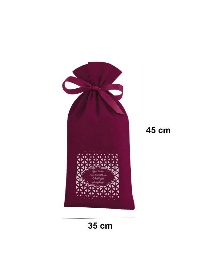 Habibi Party 6 Pieces Gift Pouch Set with Ribbon – Maroon Color for Gift Packaging, Jewelry & Party Use - Image 3