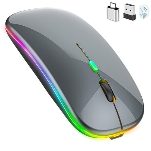PEIBO Bluetooth Wireless Mouse for Laptop mac MacBook ipad MacBook air MacBook pro pc Desktop Computer Windows Chromebook Notebook (Gray Black) - Image 2