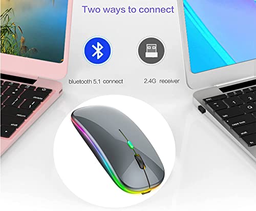 PEIBO Bluetooth Wireless Mouse for Laptop mac MacBook ipad MacBook air MacBook pro pc Desktop Computer Windows Chromebook Notebook (Gray Black) - Image 5