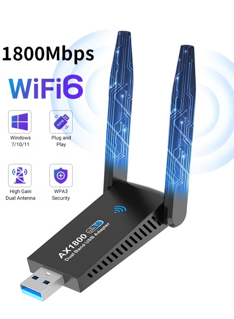 يوك محول USB لاسلكي صغير 3.0 بسرعة 1800 ميجابت في الثانية باللون الأسود - Image 1