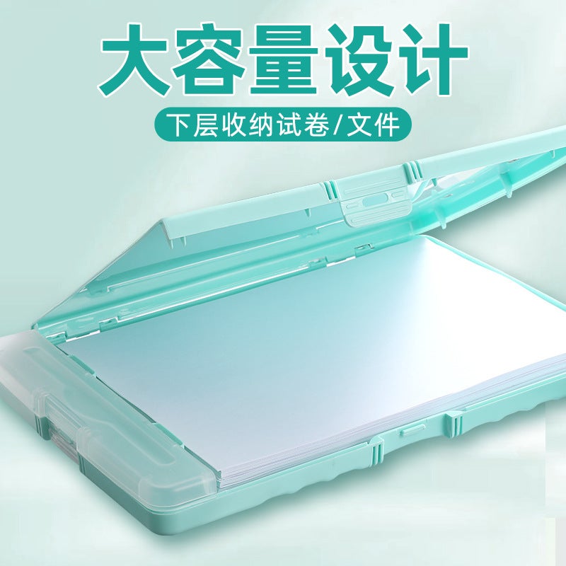 Multifunctional File Box A4 with Pen Holder, Clear Plastic, Document Organizer - Image 2
